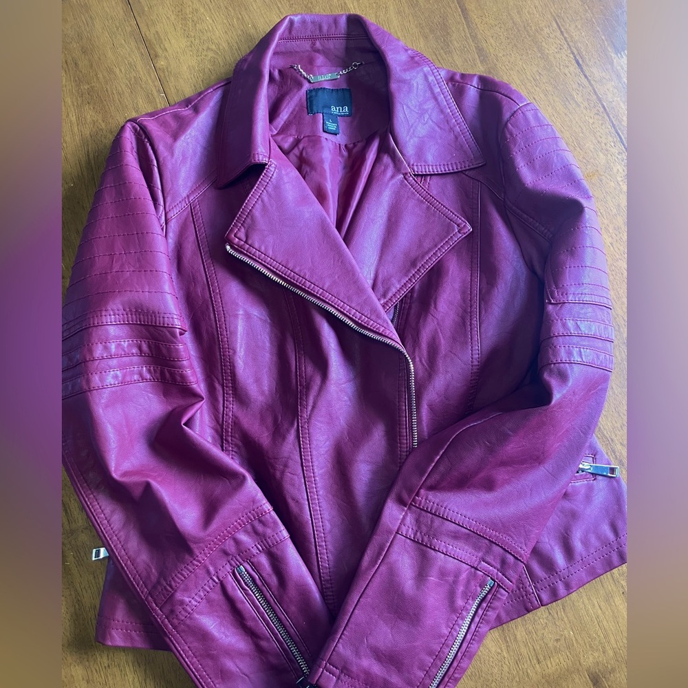 Women's Burgundy Faux Leather Jacket